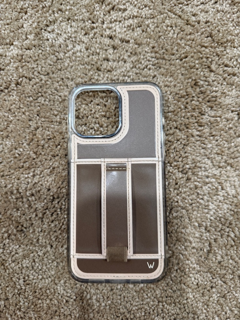 Wrist-Ready Brown & Cream Card Holder Phone Case